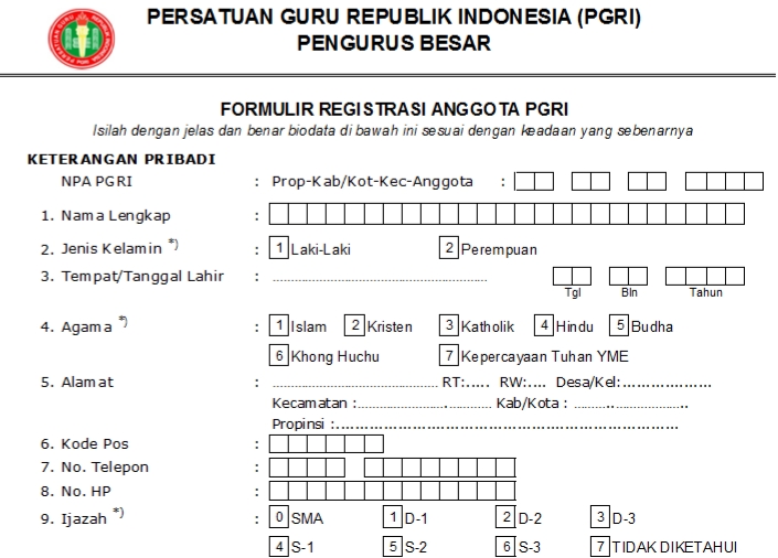 Pendaftaran PGRI Tual - Persatuan Guru Republik Indonesia Cabang Tual